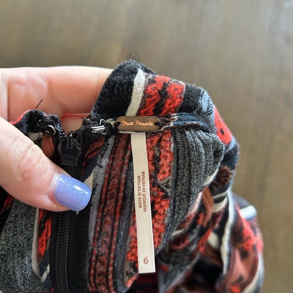 Free people all shook up jumpsuit striped tie back button front black rust - Picture 7 of 16